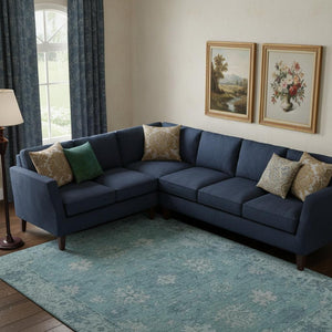 HomeRoots 9' X 12' Teal and Blue Oriental Area Rug - Washable, UV-Protected, Stain-Resistant, and Stylish! 716562