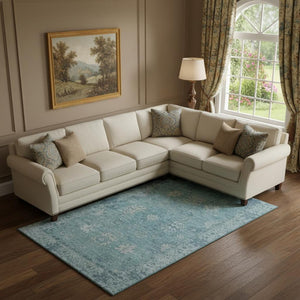 HomeRoots 10' X 14' Teal and Blue Oriental Area Rug - Washable, Stain Resistant, UV Protected for Durability 716563