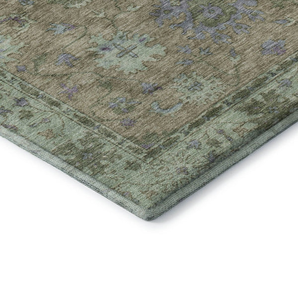 HomeRoots 5' X 8' Brown and Lavender Oriental Washable Area Rug - UV Protection, Stain Resistant, Durable Charm 716565