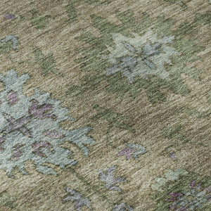 HomeRoots 5' X 8' Brown and Lavender Oriental Washable Area Rug - UV Protection, Stain Resistant, Durable Charm 716565