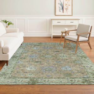 HomeRoots 5' X 8' Brown and Lavender Oriental Washable Area Rug - UV Protection, Stain Resistant, Durable Charm 716565
