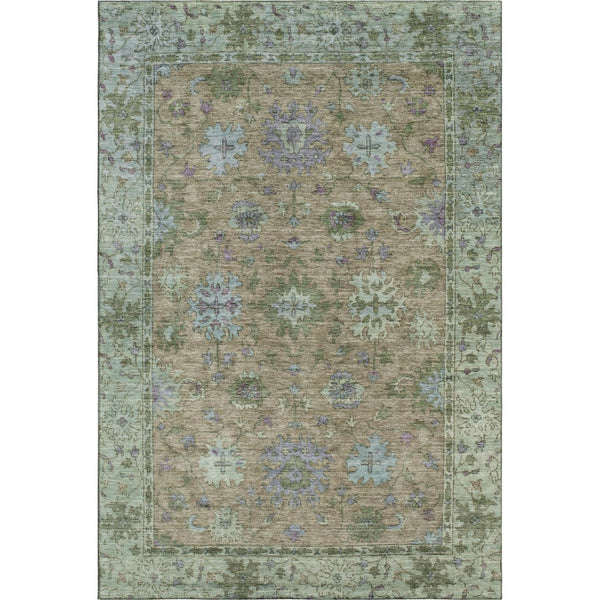 HomeRoots 8' Brown and Lavender Oriental Round Rug - Machine Washable, UV Protected, Stain-Resistant Elegance 716566