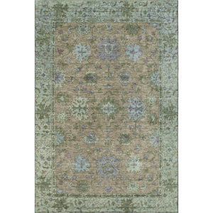 HomeRoots 8' Brown and Lavender Oriental Round Rug - Machine Washable, UV Protected, Stain-Resistant Elegance 716566
