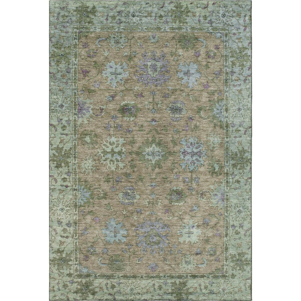 HomeRoots 8' Brown and Lavender Oriental Round Rug - Machine Washable, UV Protected, Stain-Resistant Elegance 716566