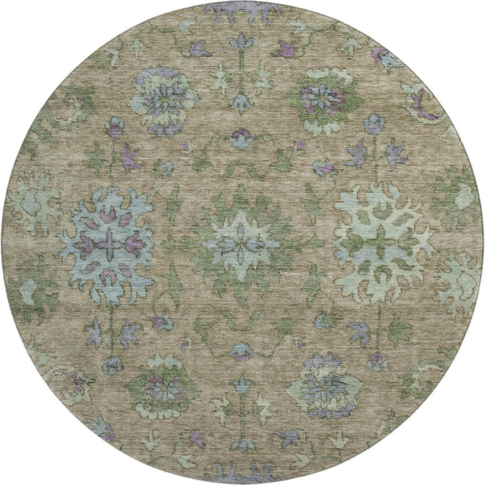 HomeRoots 8' X 10' Elegant Brown and Lavender Washable Oriental Area Rug with UV Protection for Homes 716567