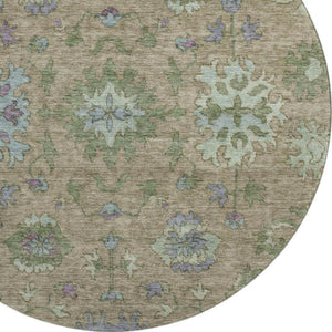 HomeRoots 8' X 10' Elegant Brown and Lavender Washable Oriental Area Rug with UV Protection for Homes 716567