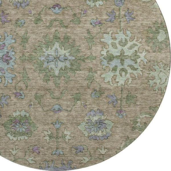 HomeRoots 8' X 10' Elegant Brown and Lavender Washable Oriental Area Rug with UV Protection for Homes 716567