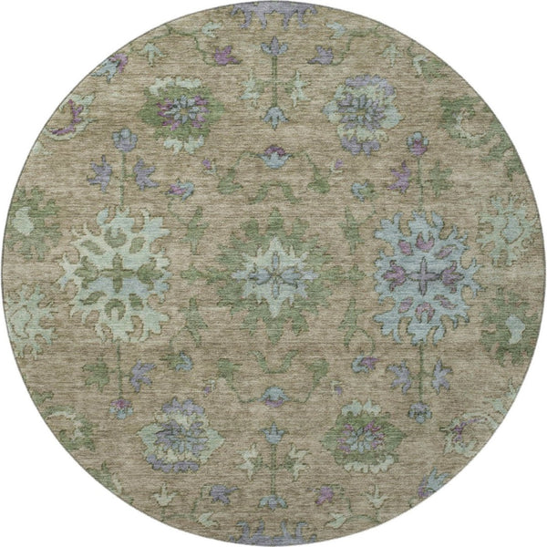 HomeRoots 8' X 10' Elegant Brown and Lavender Washable Oriental Area Rug with UV Protection for Homes 716567
