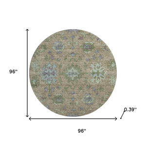 HomeRoots 8' X 10' Elegant Brown and Lavender Washable Oriental Area Rug with UV Protection for Homes 716567