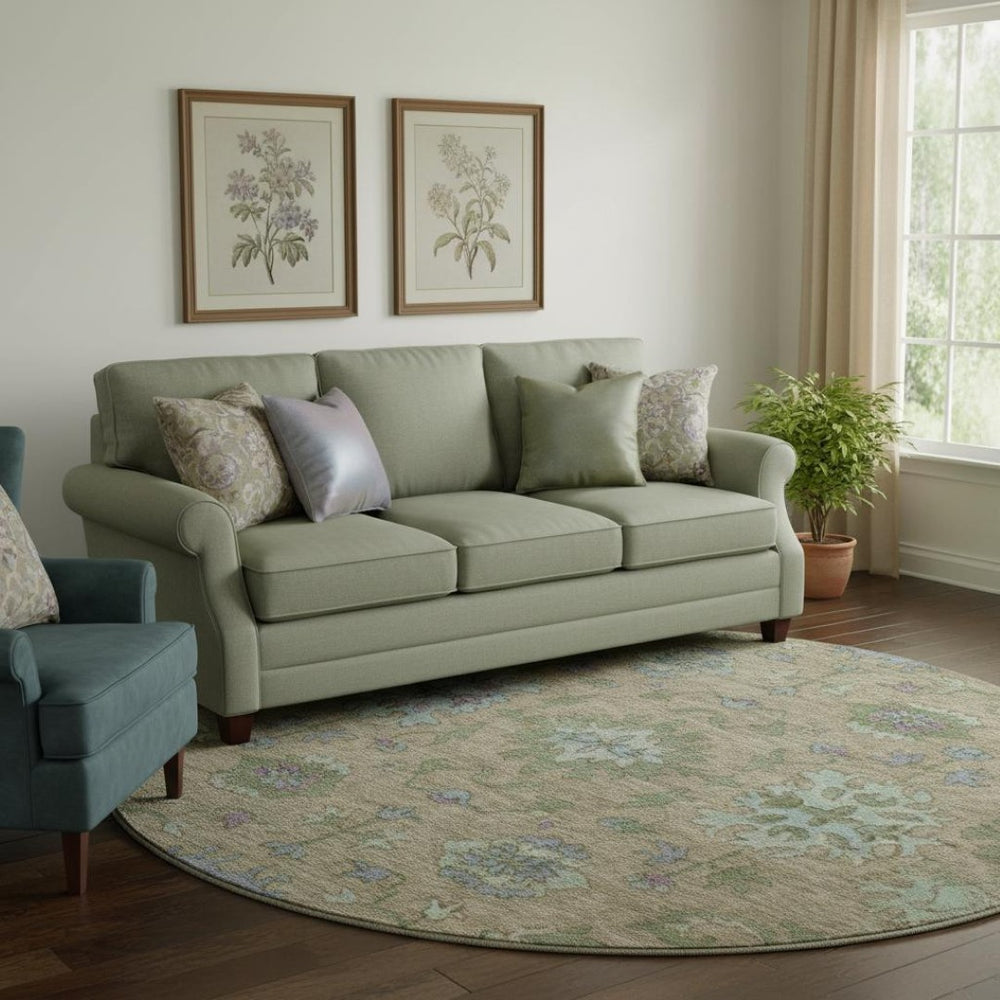HomeRoots 8' X 10' Elegant Brown and Lavender Washable Oriental Area Rug with UV Protection for Homes 716567
