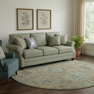 HomeRoots 8' X 10' Elegant Brown and Lavender Washable Oriental Area Rug with UV Protection for Homes 716567