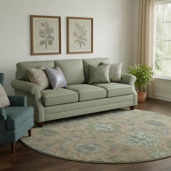 HomeRoots 8' X 10' Elegant Brown and Lavender Washable Oriental Area Rug with UV Protection for Homes 716567