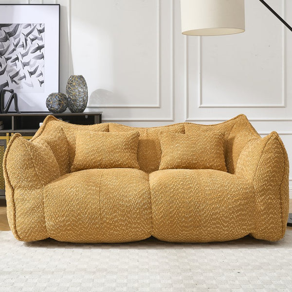 English Elm Soft Plush Foam Beanbag Chair for Two People, Square Recliner Sofa With Superfiber Comfort Embrace Yellow W1996P252272