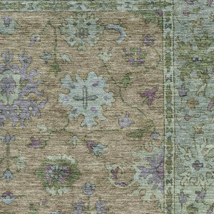 HomeRoots 9' X 12' Brown & Lavender Washable Oriental Area Rug - UV Protected, Stain Resistant, Durable Design 716568