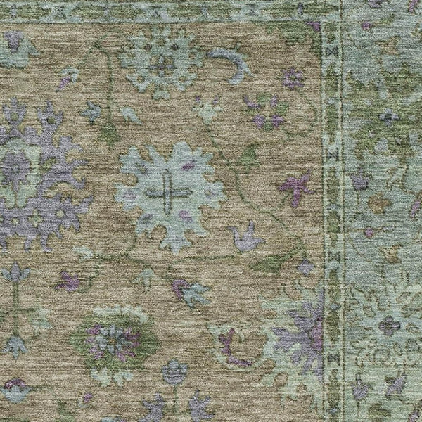 HomeRoots 9' X 12' Brown & Lavender Washable Oriental Area Rug - UV Protected, Stain Resistant, Durable Design 716568