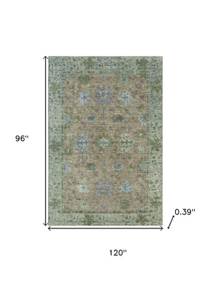 HomeRoots 9' X 12' Brown & Lavender Washable Oriental Area Rug - UV Protected, Stain Resistant, Durable Design 716568