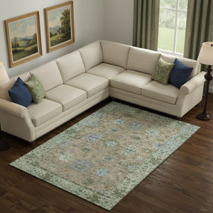 HomeRoots 9' X 12' Brown & Lavender Washable Oriental Area Rug - UV Protected, Stain Resistant, Durable Design 716568