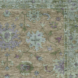 HomeRoots 10' Brown and Lavender Oriental Area Rug – Washable, UV Protected, Stain-Resistant, Family Friendly! 716569