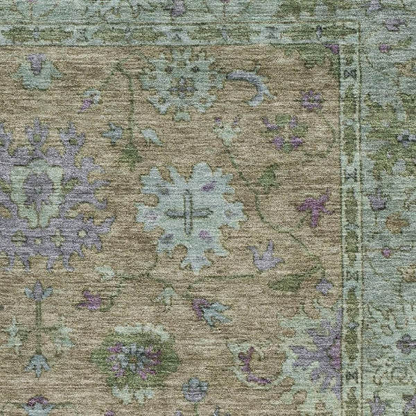 HomeRoots 10' Brown and Lavender Oriental Area Rug – Washable, UV Protected, Stain-Resistant, Family Friendly! 716569