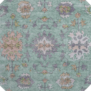 HomeRoots 8' X 10' Elegant Mint Green & Peach Oriental Area Rug - Washable, UV Protected, Stain Resistant! 716573