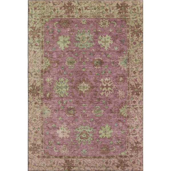 HomeRoots 8' Pink and Beige Oriental Washable Round Rug - Durable, Stylish, UV-Protected, Perfect for Homes! 716578
