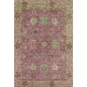 HomeRoots 8' Pink and Beige Oriental Washable Round Rug - Durable, Stylish, UV-Protected, Perfect for Homes! 716578