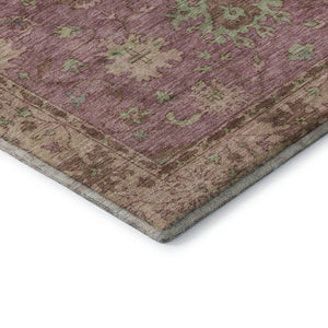 HomeRoots 8' Pink and Beige Oriental Washable Round Rug - Durable, Stylish, UV-Protected, Perfect for Homes! 716578