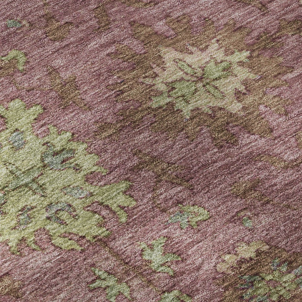 HomeRoots 8' Pink and Beige Oriental Washable Round Rug - Durable, Stylish, UV-Protected, Perfect for Homes! 716578