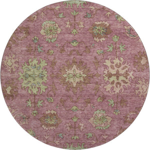 HomeRoots 8' X 10' Pink and Beige Washable Oriental Area Rug with UV Protection, Stain Resistant, Durable Design 716579