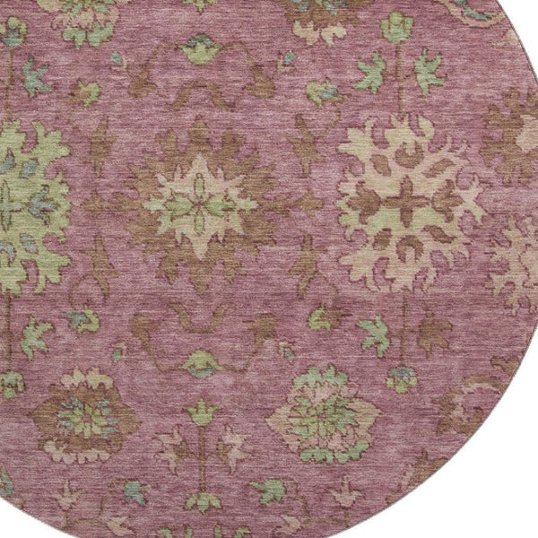 HomeRoots 8' X 10' Pink and Beige Washable Oriental Area Rug with UV Protection, Stain Resistant, Durable Design 716579