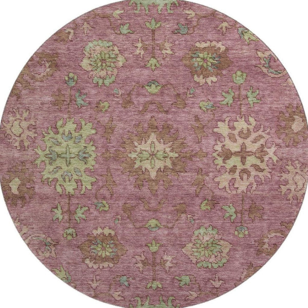 HomeRoots 8' X 10' Pink and Beige Washable Oriental Area Rug with UV Protection, Stain Resistant, Durable Design 716579