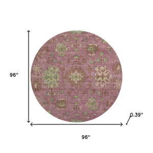 HomeRoots 8' X 10' Pink and Beige Washable Oriental Area Rug with UV Protection, Stain Resistant, Durable Design 716579