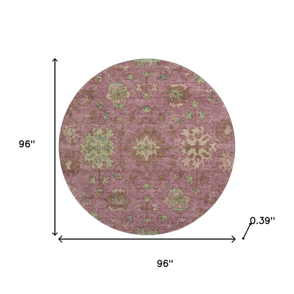 HomeRoots 8' X 10' Pink and Beige Washable Oriental Area Rug with UV Protection, Stain Resistant, Durable Design 716579