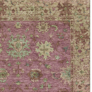 HomeRoots 9' X 12' Pink and Beige Oriental Area Rug - Washable, UV Protected, Durable for Family Living Spaces 716580