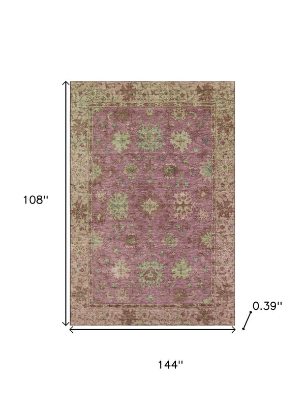 HomeRoots 10' X 14' Pink And Beige Oriental Area Rug - Washable, UV Protected & Stain Resistant for Busy Homes 716581
