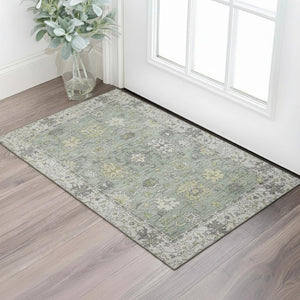 HomeRoots 5' X 8' Sage and Gray Oriental Area Rug - Machine Washable, Stain Resistant with UV Protection 716583