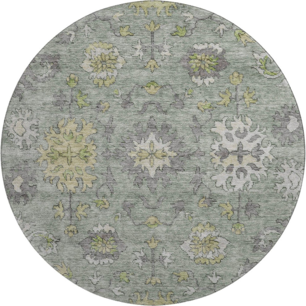 HomeRoots 8' X 10' Sage & Gray Oriental Washable Area Rug - Stain Resistant, UV Protected, Ideal for Busy Homes 716585