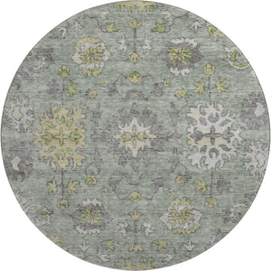 HomeRoots 8' X 10' Sage & Gray Oriental Washable Area Rug - Stain Resistant, UV Protected, Ideal for Busy Homes 716585