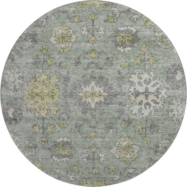 HomeRoots 8' X 10' Sage & Gray Oriental Washable Area Rug - Stain Resistant, UV Protected, Ideal for Busy Homes 716585