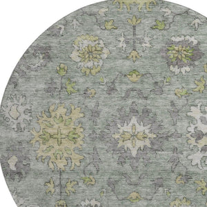 HomeRoots 8' X 10' Sage & Gray Oriental Washable Area Rug - Stain Resistant, UV Protected, Ideal for Busy Homes 716585