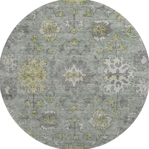HomeRoots 8' X 10' Sage & Gray Oriental Washable Area Rug - Stain Resistant, UV Protected, Ideal for Busy Homes 716585