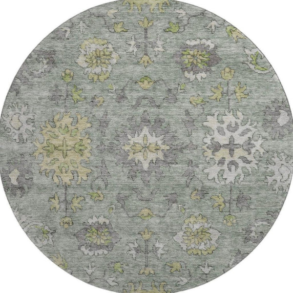 HomeRoots 8' X 10' Sage & Gray Oriental Washable Area Rug - Stain Resistant, UV Protected, Ideal for Busy Homes 716585