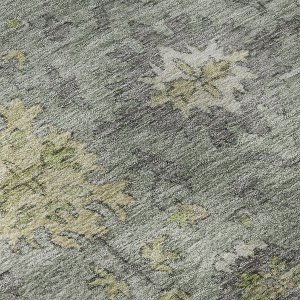 HomeRoots 8' X 10' Sage & Gray Oriental Washable Area Rug - Stain Resistant, UV Protected, Ideal for Busy Homes 716585