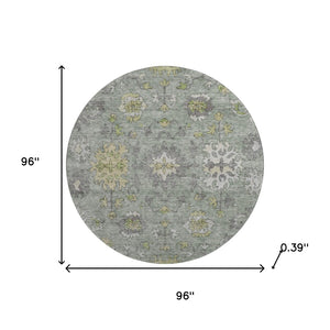 HomeRoots 8' X 10' Sage & Gray Oriental Washable Area Rug - Stain Resistant, UV Protected, Ideal for Busy Homes 716585