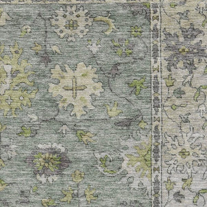 HomeRoots 9' X 12' Sage and Gray Oriental Area Rug - Washable, UV Protected, Stain Resistant for Homes & Pets 716586