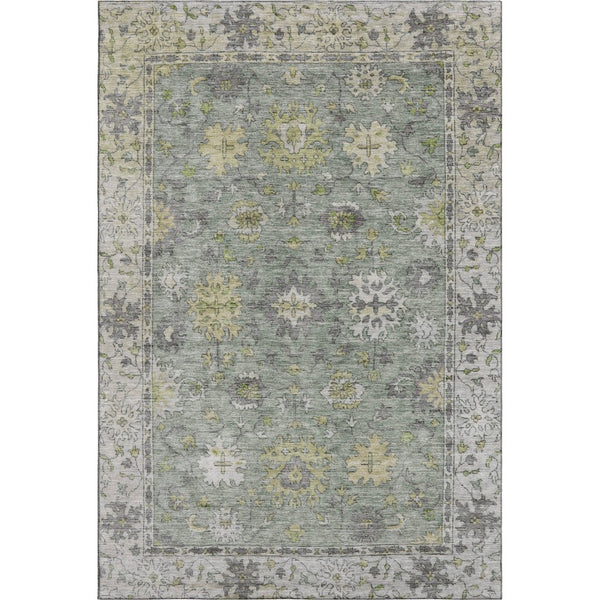 HomeRoots 10' X 14' Sage and Gray Oriental Washable Area Rug - Durable, Stain-Resistant with UV Protection! 716587