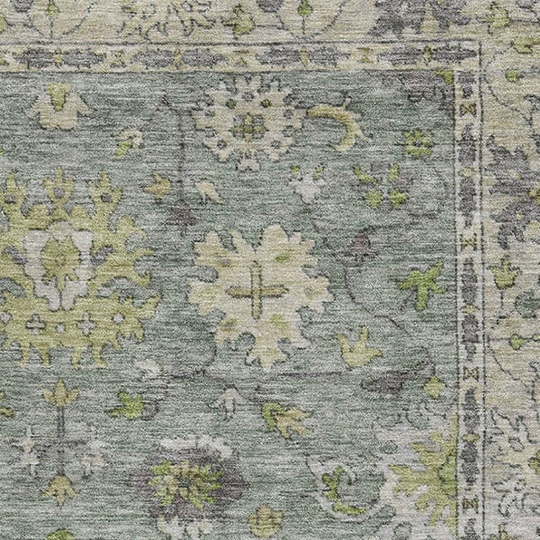 HomeRoots 10' X 14' Sage and Gray Oriental Washable Area Rug - Durable, Stain-Resistant with UV Protection! 716587