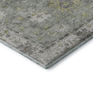 HomeRoots 10' X 14' Sage and Gray Oriental Washable Area Rug - Durable, Stain-Resistant with UV Protection! 716587