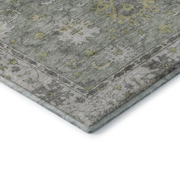 HomeRoots 10' X 14' Sage and Gray Oriental Washable Area Rug - Durable, Stain-Resistant with UV Protection! 716587
