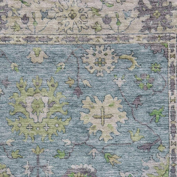 HomeRoots 5' X 8' Pale Aqua & Teal Oriental Area Rug - Machine Washable, UV Protected, Stain Resistant Style! 716589
